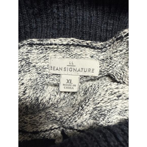 LL Bean Signature Womens Turtleneck Sweater Size XL Black Gray Cotton Linen Knit - Picture 4 of 6